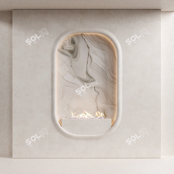 Modern Oval Biofireplace with Marble Accent 3D model image 2