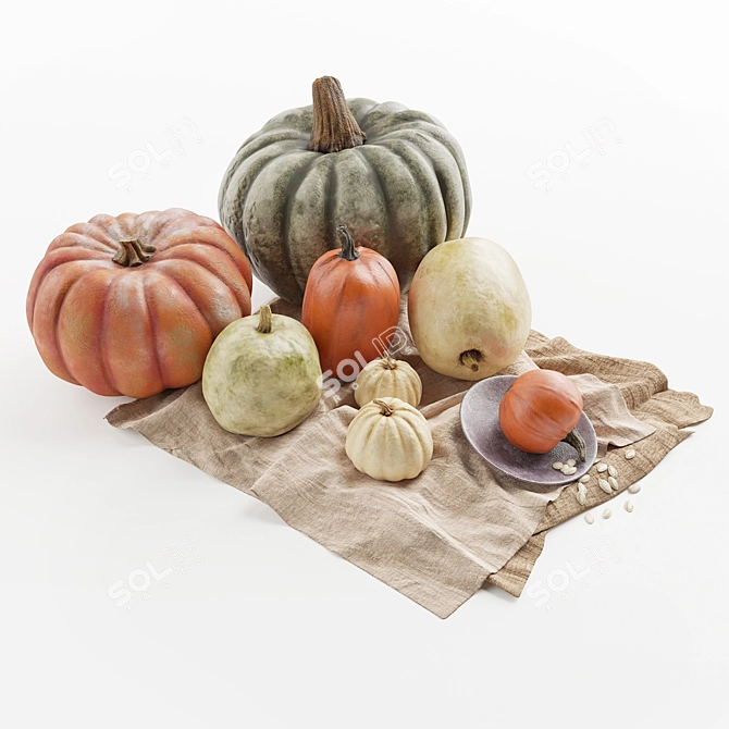 Autumn Glow Pumpkin Set 3D model image 1