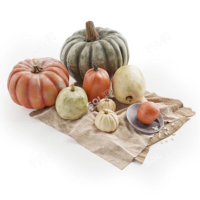 Autumn Glow Pumpkin Set 3D model image 9