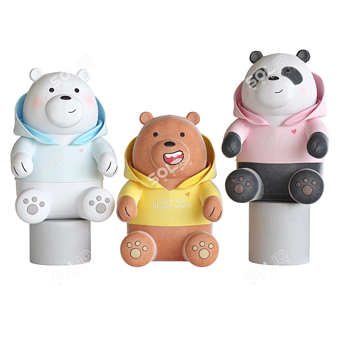 We Bare Bears Plush Toys 3D model image 1