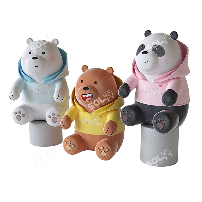 We Bare Bears Plush Toys 3D model image 2