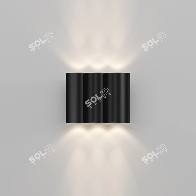 Wave Pattern LED Outdoor Wall Light 3D model image 2