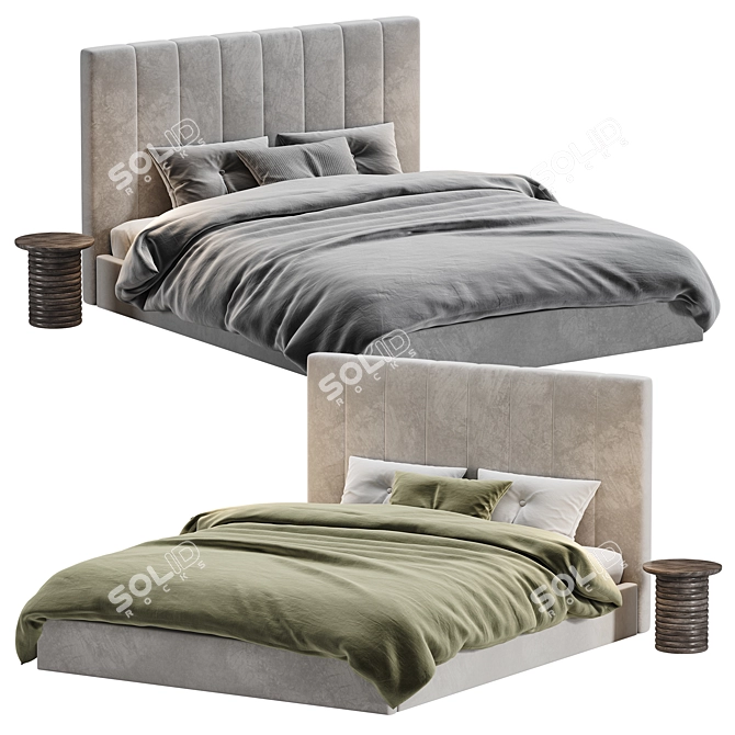 Modern Low Profile King Bed 3D model image 1