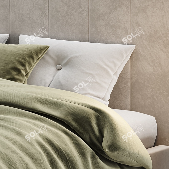 Modern Low Profile King Bed 3D model image 2