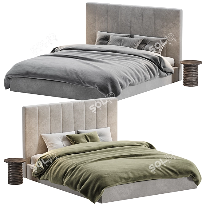 Modern Low Profile King Bed 3D model image 3