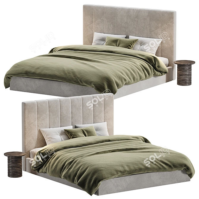 Modern Low Profile King Bed 3D model image 4