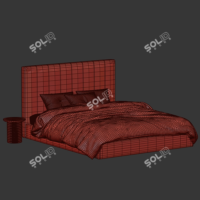 Modern Low Profile King Bed 3D model image 6