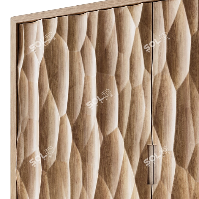 Textured Mango Wood Brass Cabinet 3D model image 3