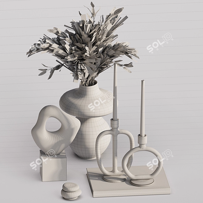 Botanical Beauty Vase Set 3D model image 2