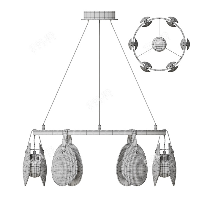 Elegant Conch Chandelier Fixture 3D model image 3