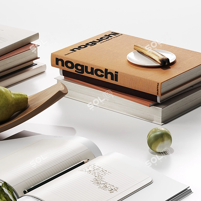 Fruitful Decor Set with Books 3D model image 2