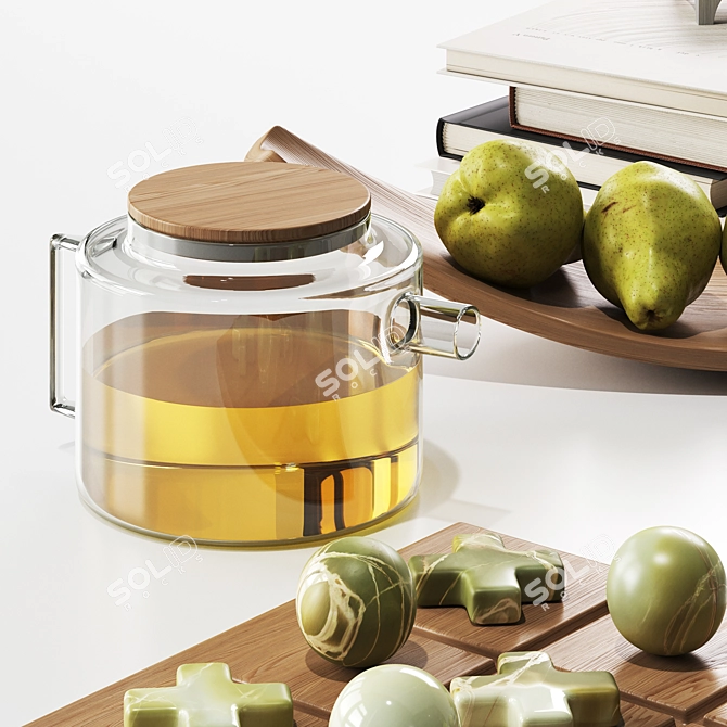 Fruitful Decor Set with Books 3D model image 4