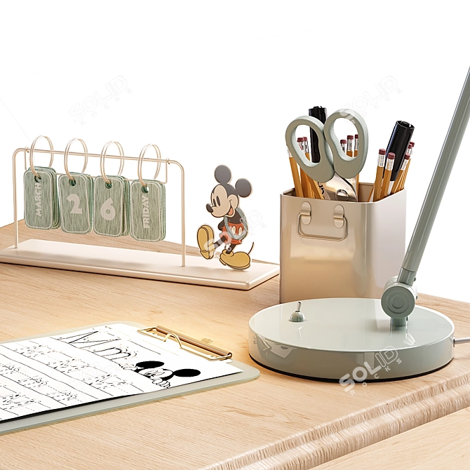 Modern Study Desk for Kids 3D model image 4