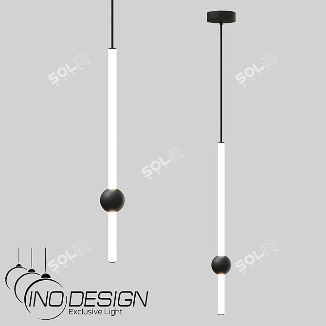 Modern Black Metal Pendant Light 3D model image 1