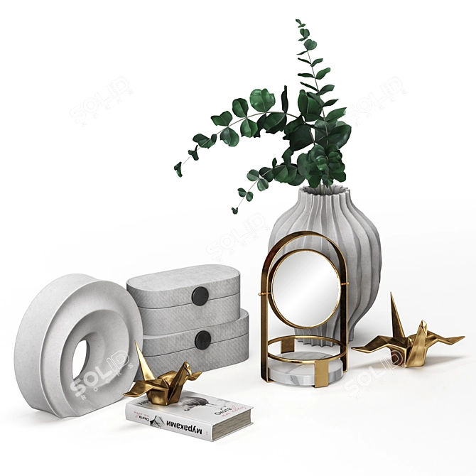 Eucalyptus Branch Decor Set 3D model image 1