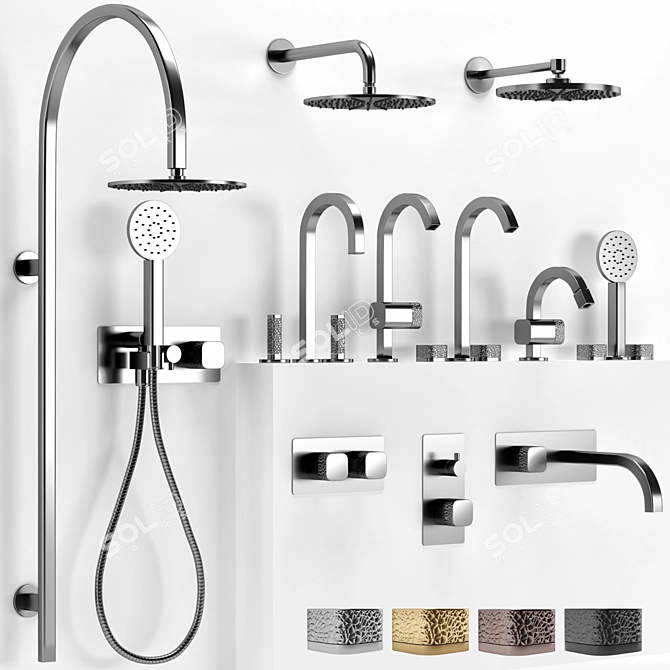 Elegant Elio Bathroom Faucet 3D model image 1