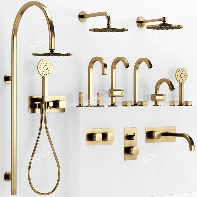 Elegant Elio Bathroom Faucet 3D model image 2