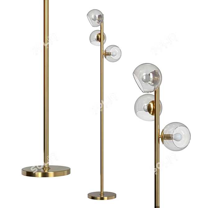 Modern Metal and Glass Floor Lamp 3D model image 1