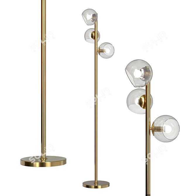 Modern Metal and Glass Floor Lamp 3D model image 2