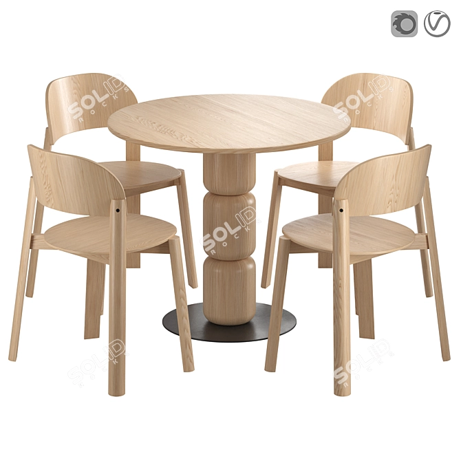 Contemporary Artu Dining Set: Beads+ Eddie 3D model image 1