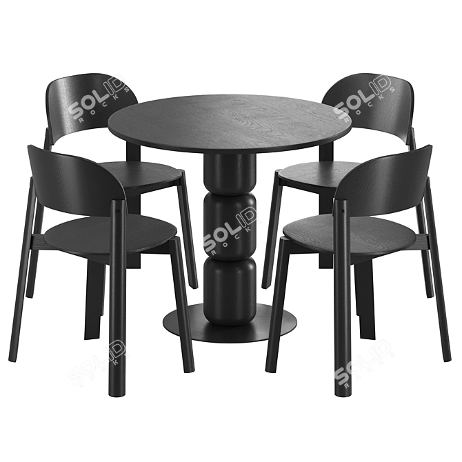 Contemporary Artu Dining Set: Beads+ Eddie 3D model image 2