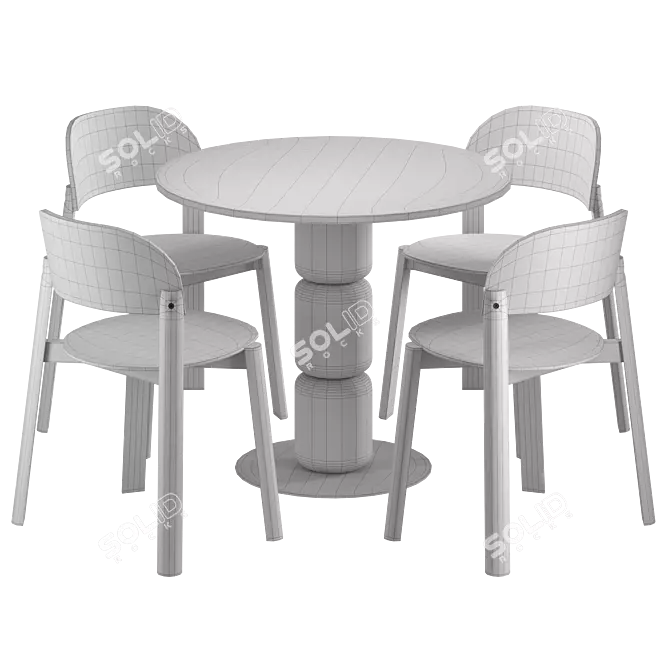 Contemporary Artu Dining Set: Beads+ Eddie 3D model image 3