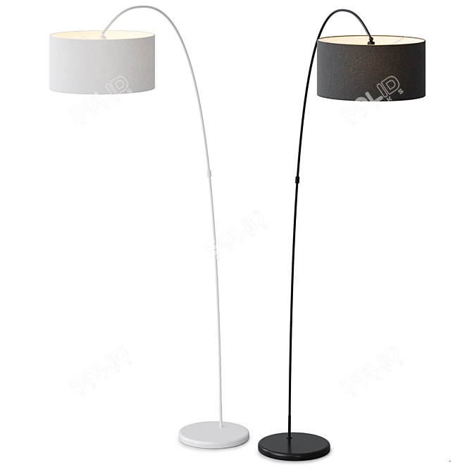 Modern Metal and Fabric Floor Lamp 3D model image 3