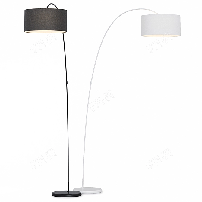 Modern Metal and Fabric Floor Lamp 3D model image 4