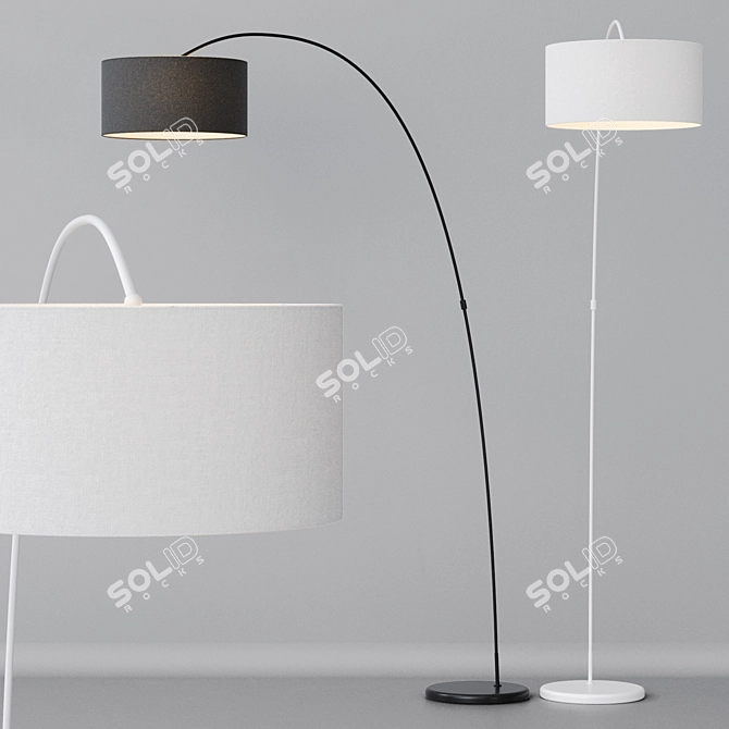 Modern Metal and Fabric Floor Lamp 3D model image 7