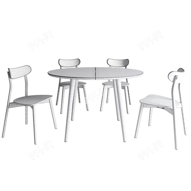 Modern Dining Set with Render 3D model image 3