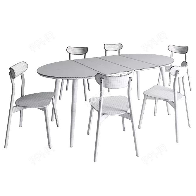 Modern Dining Set with Render 3D model image 4