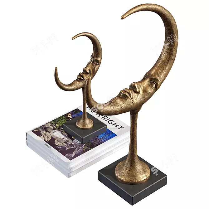 Elegance Luna Set Statuettes Books 3D model image 3