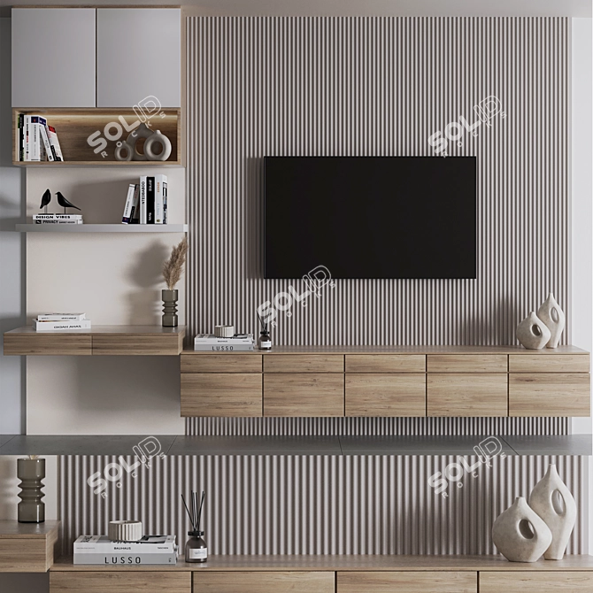 Modern Bedroom Furniture Set TV Table Shelf 3D model image 2