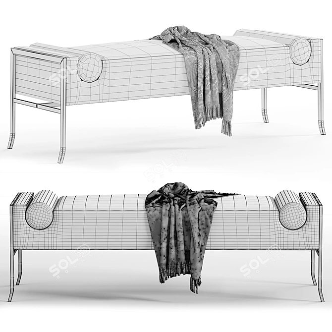 Modern Courtrai Bench by Bruno Moinard 3D model image 4