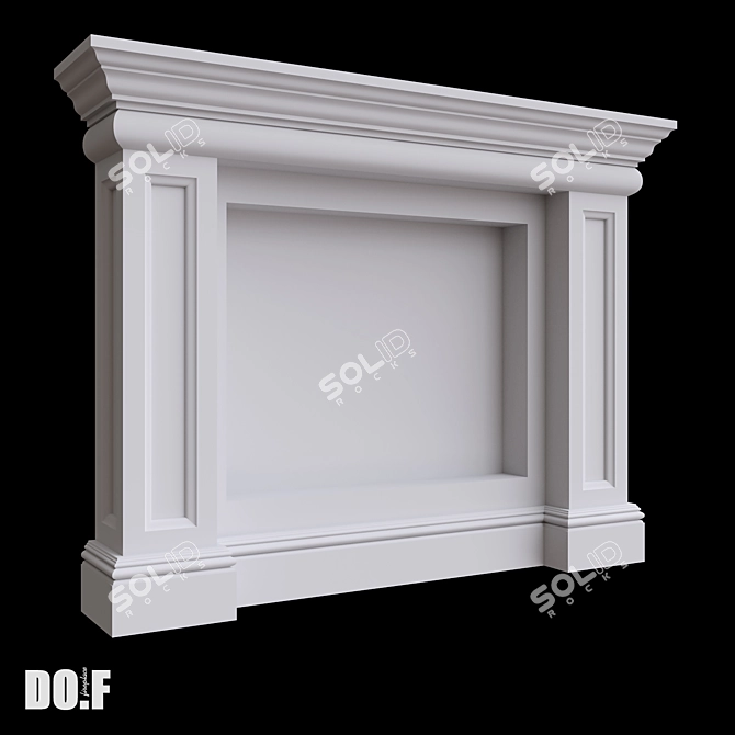 Customizable Gypsum Fireplace Portal 3D model image 1