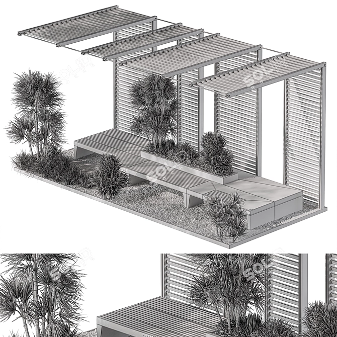 Urban Oasis Bench 67 3D model image 4