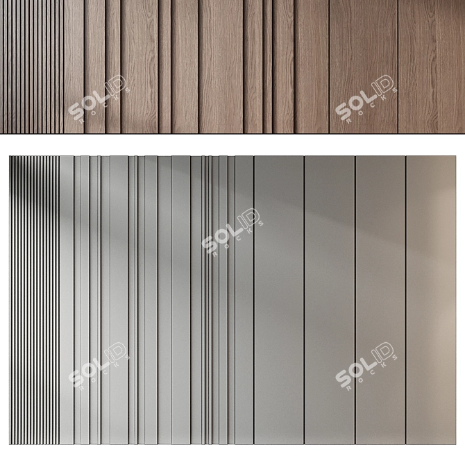 Wooden Wall Panels Set 271 3D model image 1