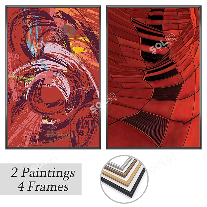 Wall Art Set with Frames. 3D model image 1