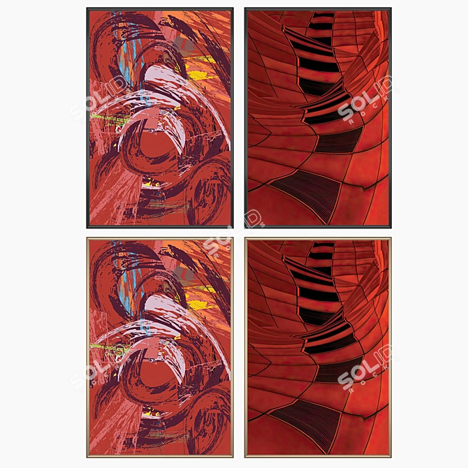 Wall Art Set with Frames. 3D model image 2