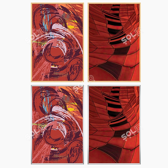 Wall Art Set with Frames. 3D model image 3