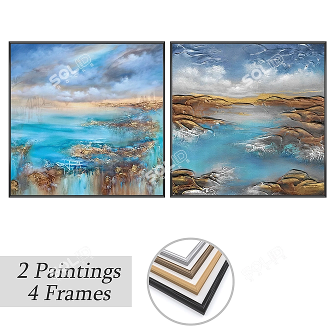 Art Print Set with Frames 3D model image 1