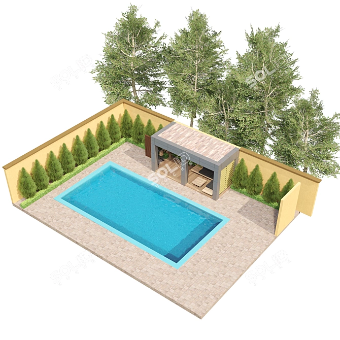 Aluminum Pool Pergola Kit: 3D Beauty 3D model image 1