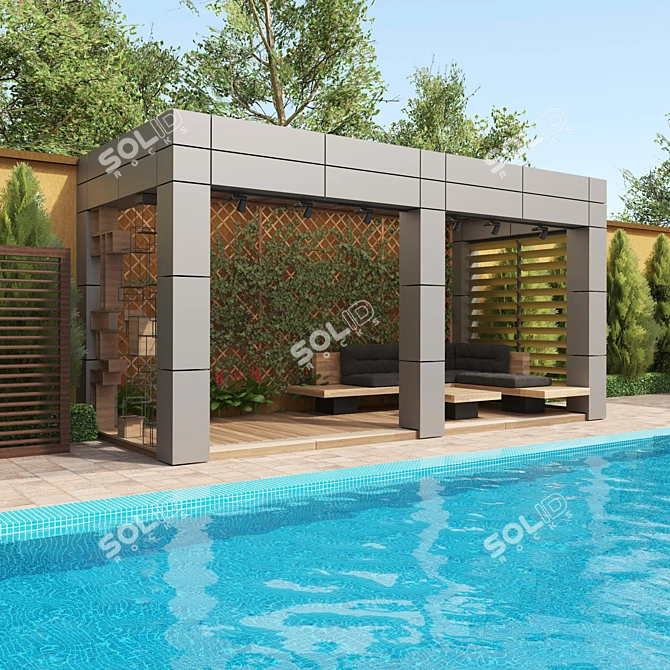 Aluminum Pool Pergola Kit: 3D Beauty 3D model image 2