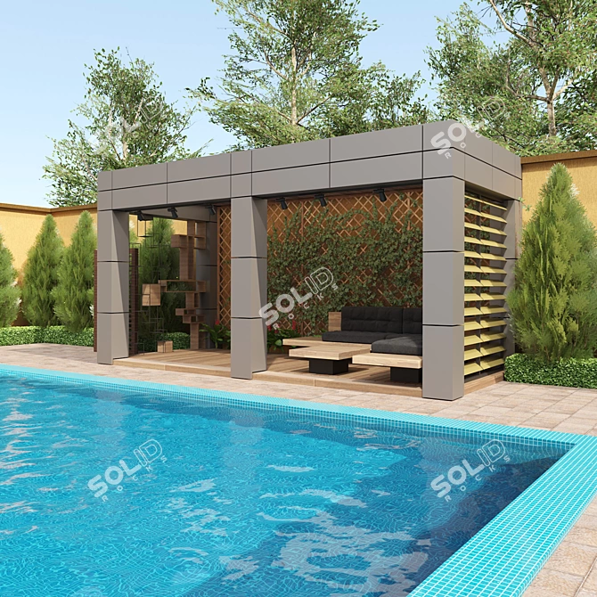 Aluminum Pool Pergola Kit: 3D Beauty 3D model image 3