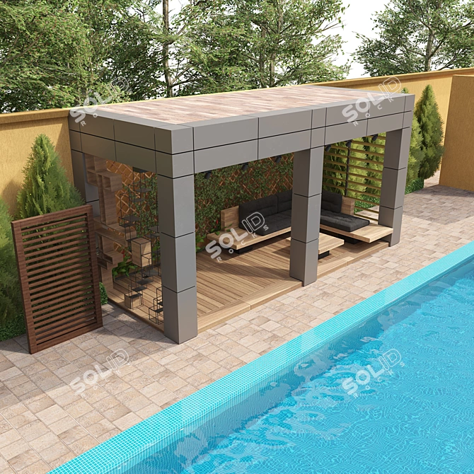 Aluminum Pool Pergola Kit: 3D Beauty 3D model image 4