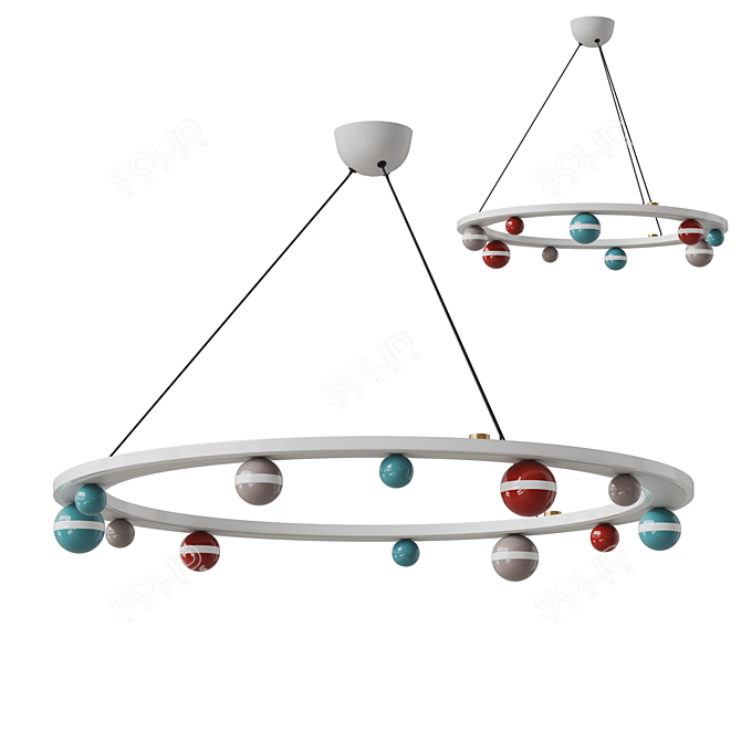 Colorful Ball Decor LED Chandelier 3D model image 1