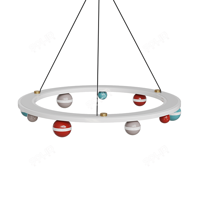 Colorful Ball Decor LED Chandelier 3D model image 2