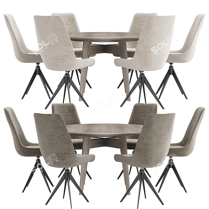 Modern Dining Set Corona Render 3D model image 3