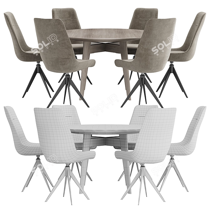 Modern Dining Set Corona Render 3D model image 4