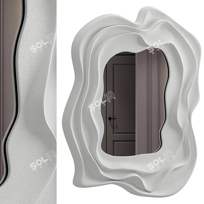 Elegant Plaster and Metal Mirror 3D model image 1